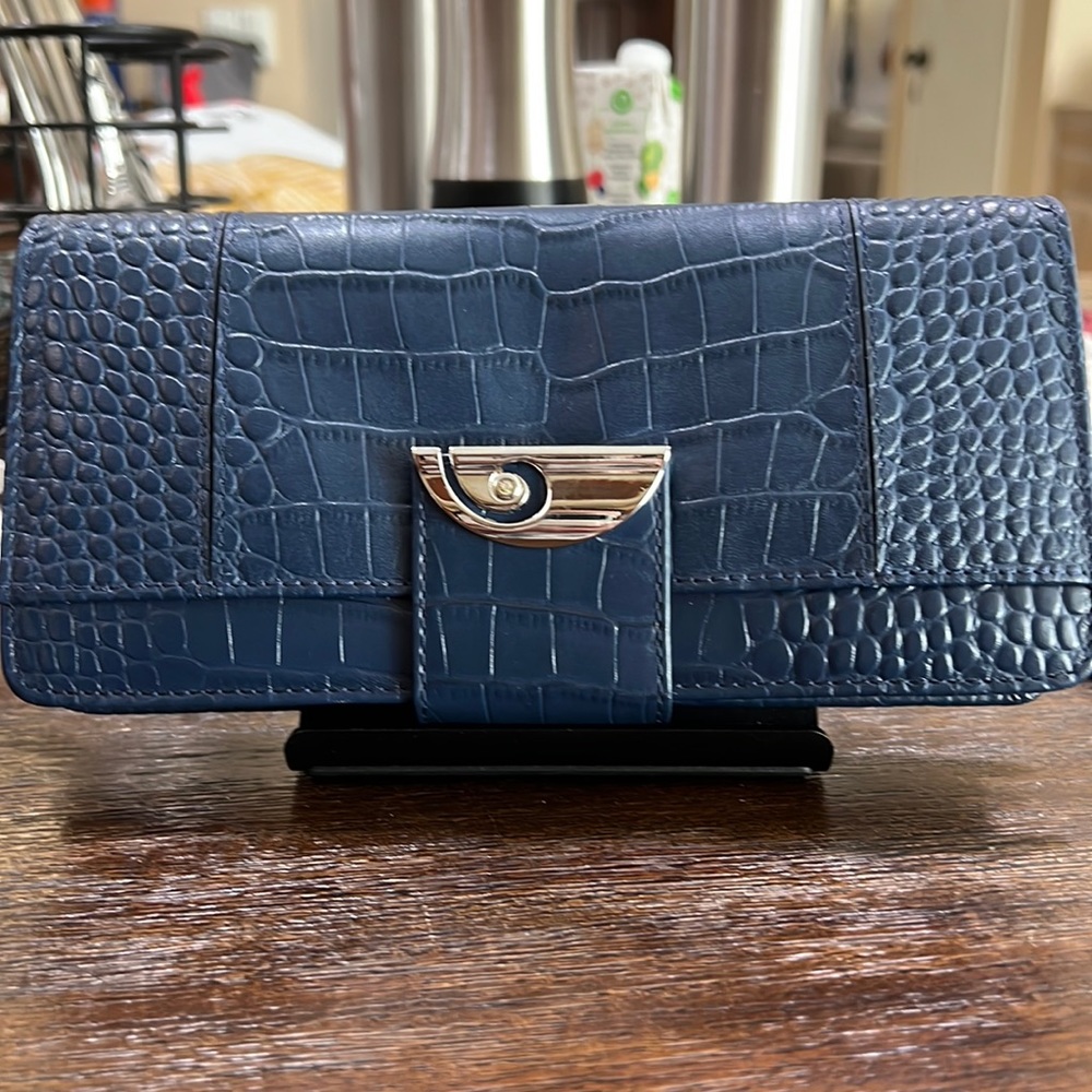 COPY - Will Sport Wallet Leather - Dark Blue Crocodile Texture